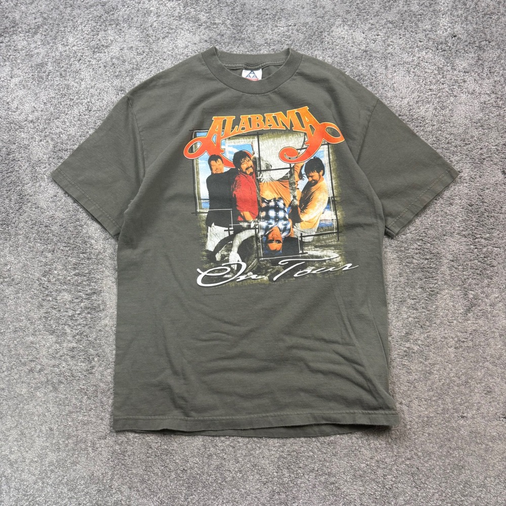 Alabama Band Canadian Tour Graphic Tee Olive Green Size Large Vintage AAA Tag